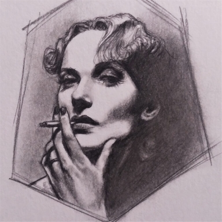 Carole Lombard Graphite High Constrast Portrait